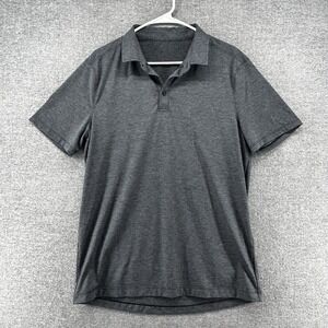 Lululemon Evolution Polo Shirt Men Size Large Gray Performance Short Sleeve